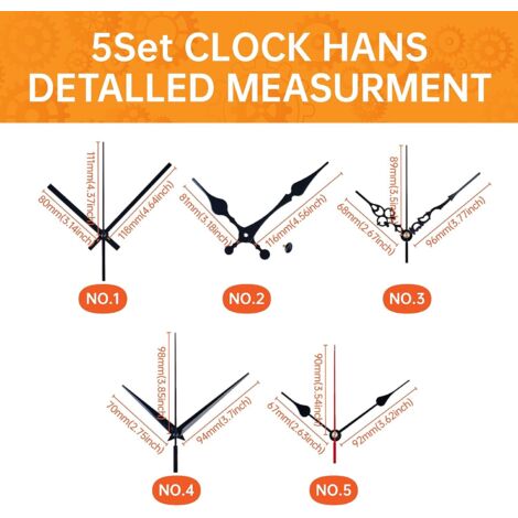 Lot De 2 Mécanismes D'Horloge à Quartz à Arbre Long + 5 Styles D'Aiguilles – Mouvement Silencieux Balayage Continu, Idéal Pour Réparation Et DIY