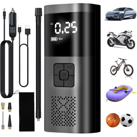 Acheter Pompe à air électrique avec batterie 6000 Mah Pompe à vélo portable 150 Psi pour toutes les valves avec lumière LED LCD numérique Mini compresseur pour vélo moto