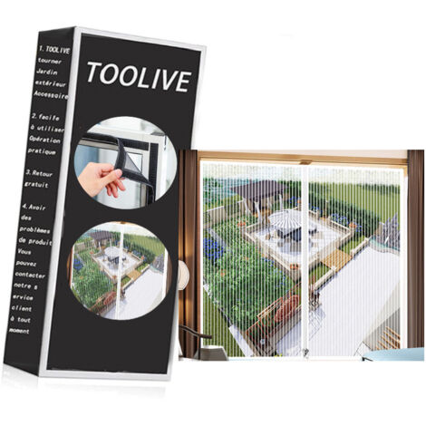 Moustiquaire pour Fenêtre Magnétique, 120x120cm Fenêtre Anti-Moustique en Maille Auto-Adhésive, Fermeture Automatique, Convient à la Plupart des Fenêtres - Blanc
