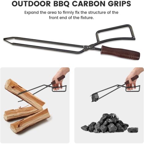 Pince à Bûches Poignée Bois – Pour Cheminée, Poêle Et Feu De Camp, 43 Cm, Antidérapante Et Robuste - 13