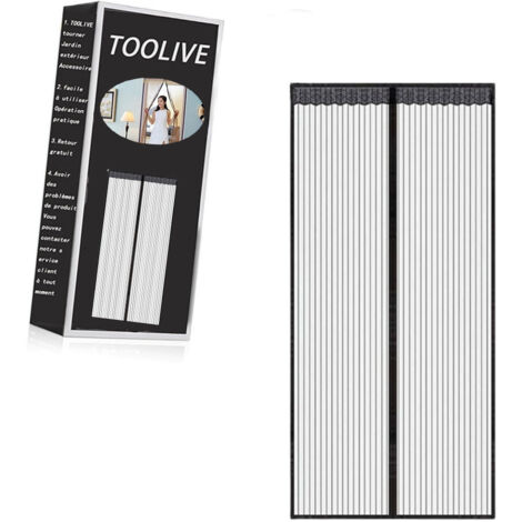 Moustiquaire Magnétique Pour Porte – Maille Ultrarésistante, Joint Magnétique de Haut en Bas, Fermeture Automatique, Garde l'Air Frais à l'Intérieur (80x210CM,Noir)