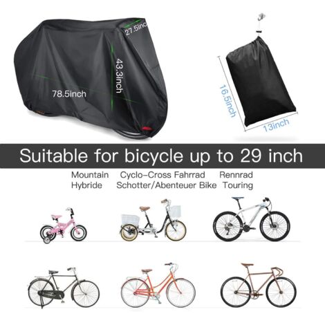 Bâche de protection housse de vélo,Housse imperméable 210D Oxford pour 1-2 vélos, protection UV, housse de pluie anti-poussière avec trou de serrure pour VTT, vélo de route électrique, XL (1/4)