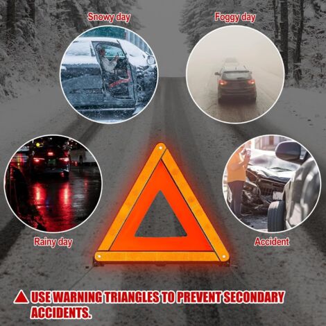 Triangle De Signalisation Voiture Pliable - Triangle D'Urgence Réfléchissant Rouge - Sécurité Routière Obligatoire & Compact