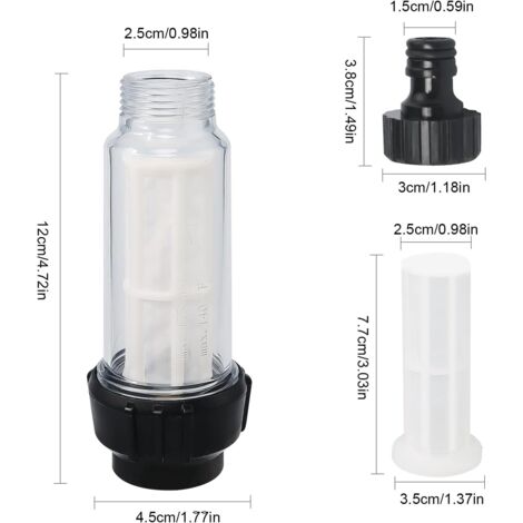 Kit Filtre à Eau Pour Tuyau D'Arrosage - Avec Valve Réglable, 2 Adaptateurs - Pour Nettoyeur HP, Camping-Car
