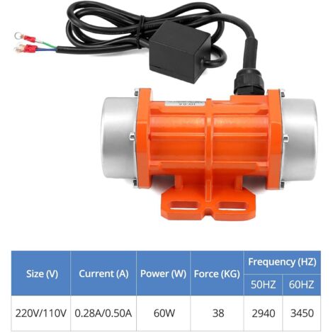 QWORK® Moteur de vibration monophasé, 60W 220V, petit moteur vibrateur