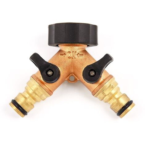 Raccord pour circuit d'arrosage double sortie mâle 20/27 – Laiton anti-corrosif – Utilisation simultanée de 2 accessoires