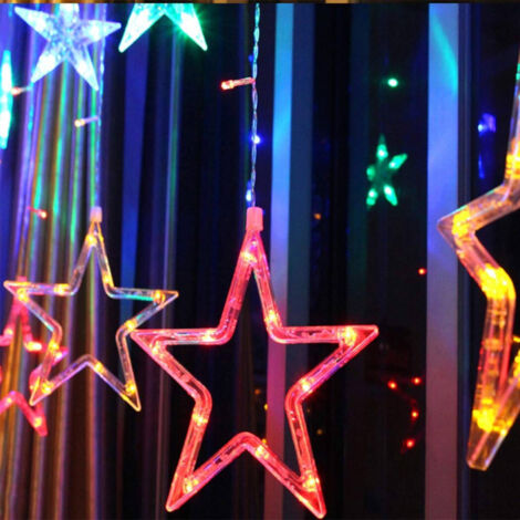 Rideau Lumineux De Noël 140led Avec étoiles Colorées Rgb 2m Extensible Pour L'extérieur (1/5)