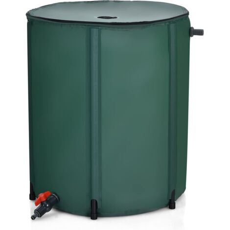 Costway – Récupérateur d'eau de pluie 225L pliable – Réservoir PVC renforcé Ø60 x 80 cm – Robinet de sortie 3/4' – Filtre anti-débris