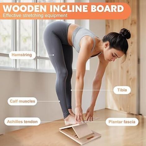 Planche Inclinée Réglable En Bois – 5 Angles (20° à 45°) – Antidérapant – Pour Squats, étirements Mollets Et Rééducation – Charge Max 136 Kg
