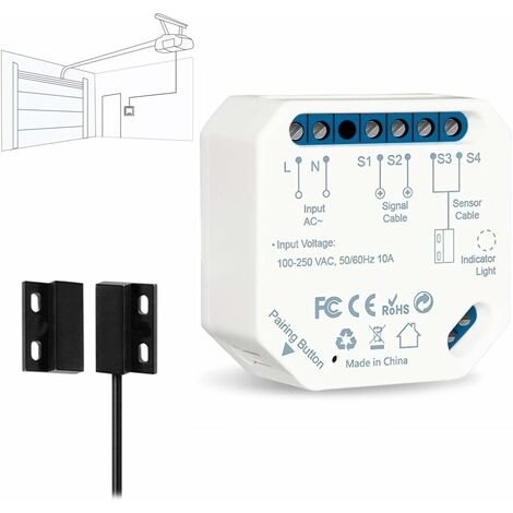 Ouvre-Porte de Garage Connecté WiFi, Interrupteur de Porte Intelligent, Compatible avec Google Home Alexa, Commutateur Contrôlé à Distance, Kits Smart Module pour Portail Coulissant (1/5)