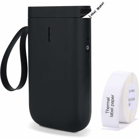 Étiqueteuse avec Ruban adhésif, sans Fil, Bluetooth, Portable, Mignon, Transparent, imprimante d'étiquettes Autocollantes sans Encre avec différentes Polices (Noir)