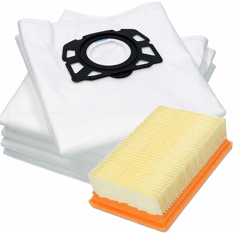 5pcs Wessper Sachet Filtre ouate Accessoire 2.863-006.0 Sacs d'aspirateur pour Karcher WD4, WD5, WD5/P, MV4, MV5, MV6 + Filtre Plat 2.863-005.0 (1/3)