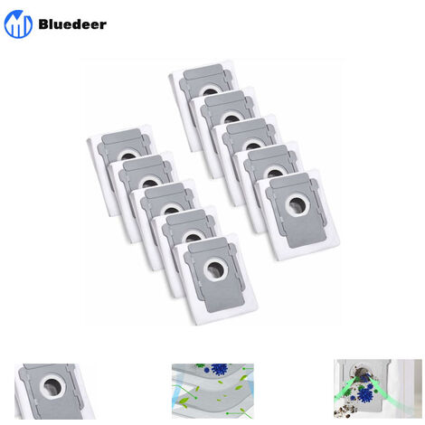 10 Sacs d'aspirateur pour iRobot Roomba i7 i7+ i3 i3+ i4 i4+ i6 i6+ j7 j7+ i8 i8+S9 S9+ E5 E6 E7 Clean Base, Sac à Poussière de Rechange Accessoire