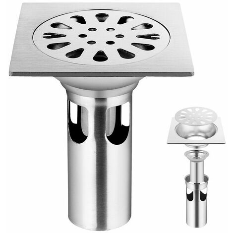 Drain Douche Carré Laiton - Siphon Sol Anti-Odeur, Filtre Acier | Salle De Bain, Cuisine, 50-75mm