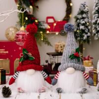 Lot de 2 figurines de lutin de Noël faites à la main - Père Noël - pour décoration de Noël et décoration de table (16 x 28 cm