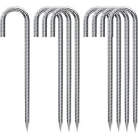 Lot De 100 Piquets D'Ancrage En Acier Galvanisé 150x40 Mm Avec Rondelles - Pour Toile Anti-Mauvaises Herbes, Clôture, Tente De Jardin