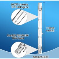 Ampoule Halogène R7s 100W 118mm - Dimmable, Blanc Chaud 2800K, 1500lm, Pour Projecteur Extérieur