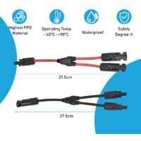 Lot De 6 Connecteurs MC4 Y Pour Panneaux Solaires - 3 Mâle Vers 2 Femelle + 3 Femelle Vers 2 Mâle | IP67, 30A, 1000V DC