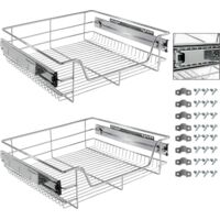 Arebos – Tiroir télescopique 57x44x14 cm pour armoires de cuisine – Capacité 20 kg – Installation facile – Rail amortissant silencieux