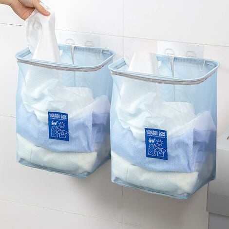 2-teiliger faltbarer Wäschekorb, wandmontierte Wäschekörbe mit  herausnehmbarem, 38 × 17 × 26 cm Wäschesack für