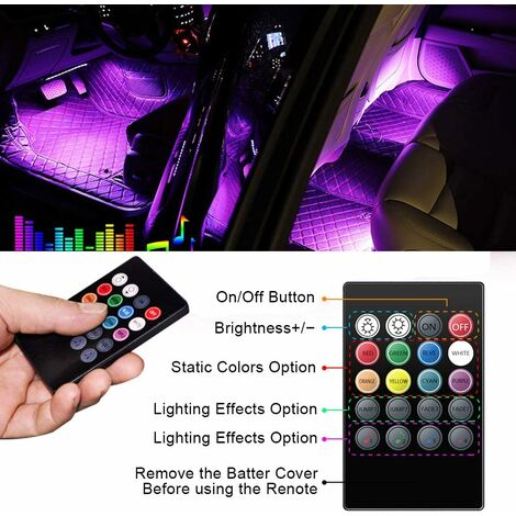 LED-Auto-Innenbeleuchtung – Auto-Innenbeleuchtung Trongle, 48 LED-Auto-Streifenlichter  mit drahtloser Fernbedienung, verbesserte wasserdichte mehrfarbige