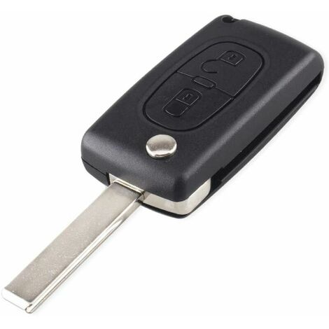 Schlüsselgehäuse kompatibel Peugeot 107 207 307 308 407 2 Tasten CE0536  Klinge ohne Rille Batterie in