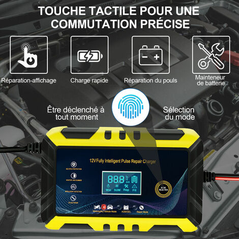 URAQT Mainteneur de Chargeur de Batterie Intelligent 8A 12V/24V avec LCD  Tactile Écran Protections Multiples de Réparation pour Voiture,  Camion/AGM/Gel/Wet/SLA : : Auto et Moto