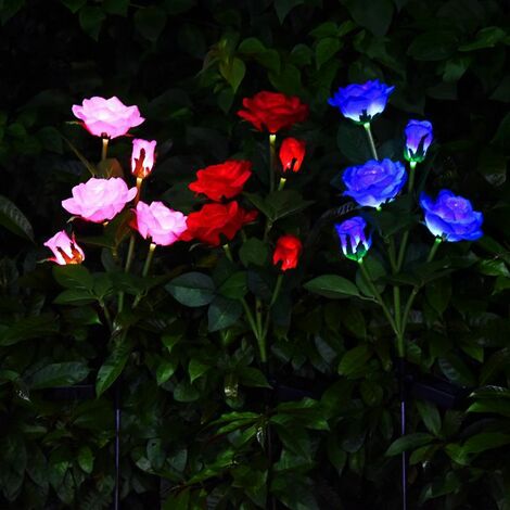 Lampes solaires à LED en forme de roses artificielles pour extérieur