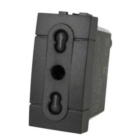 EcoPrice Presa Bipasso 2P+T 10/16A 250V Style Nero SD81800