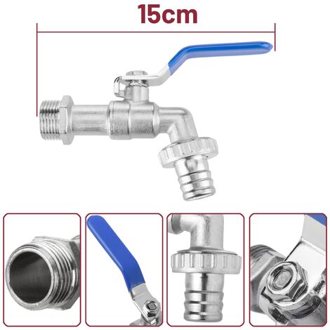 Grifo de esfera acodado 1/2 - 3/4 con adaptador de manguera