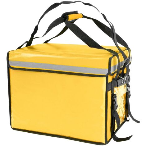 Borsa Termica Isotermica 50x39x39 Cm, Per Consegne Di Cibo, Picnic E Barbecue - Gialla E Nera Con Catarifrangenti