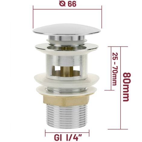 Tapón de desagüe con rebosadero 90 mm para lavabo universal