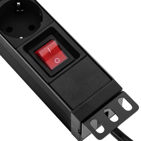 CableMarkt - Regleta de 3 enchufes schuko con interruptor compatible con  armario rack de 19” color rojo