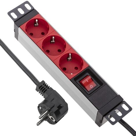 CableMarkt - Regleta de 3 enchufes schuko con interruptor