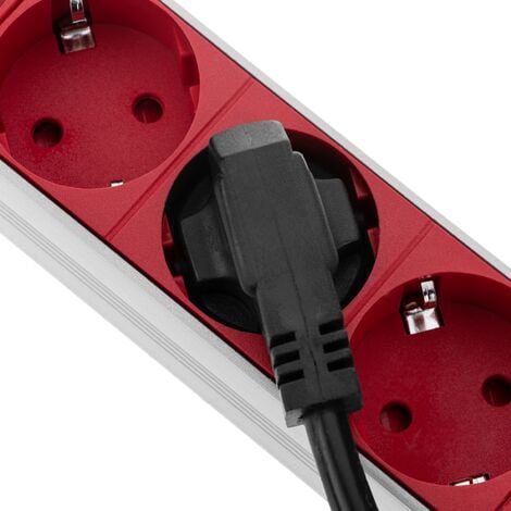 CableMarkt - Regleta de 4 enchufes schuko compatible con armario rack de  19” color rojo