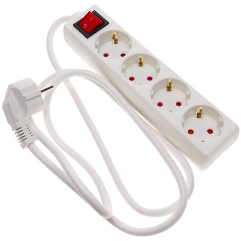 Ladrón de 3 enchufes cuadrado con interruptor color blanco y puertos USB-A  y USB-C - Hydrabazaar