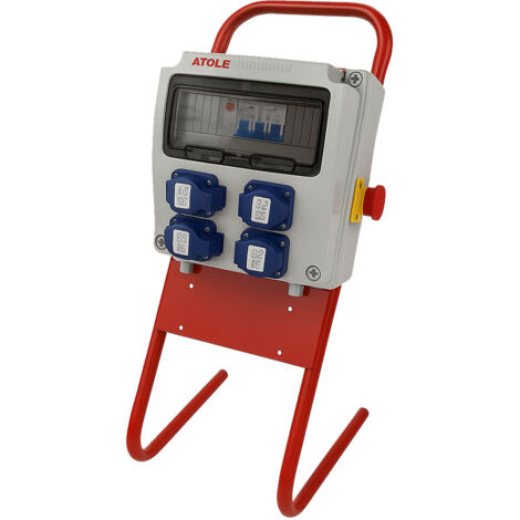 Coffret de Chantier 16A Monophasé avec support en métal - 9 modules - Coffret Électrique, protection différentielle, arrêt d'urgence ATOLE