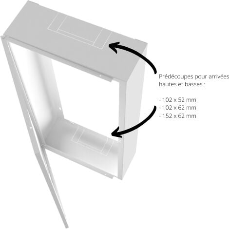 Coffret d'habillage ATOLE 13 modules en acier blanc avec serrure à clef - H. utile : 610 mm