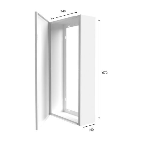 Coffret d'habillage ATOLE 13 modules en acier blanc avec serrure à clef - H. utile : 610 mm