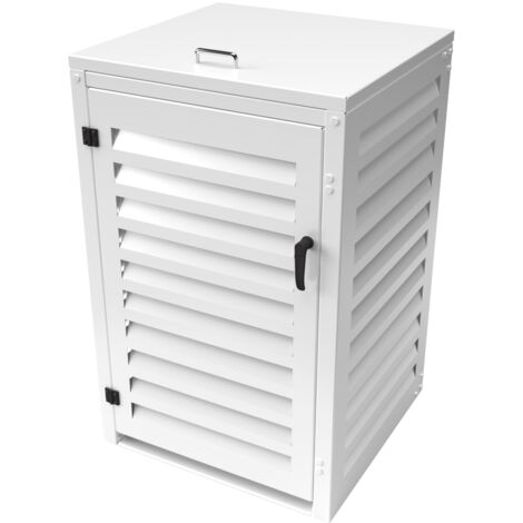 Cache Poubelle Simple en Aluminium thermolaqué - 1x120 Litres - Blanc