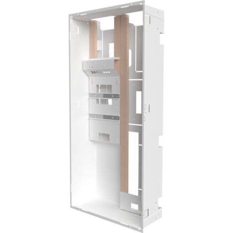 Atole – Bac d'encastrement mural en acier blanc – 2 travées pour 13 modules – Dimensions H. 1105 mm L. 530 mm P. 199 mm – Support 2 prises et 8 RJ45