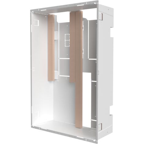 Atole – Bac d'encastrement mural en acier blanc – 2 travées 13 modules – Dimensions H. 765 mm L. 530 mm P. 199 mm – Support de prises intégré