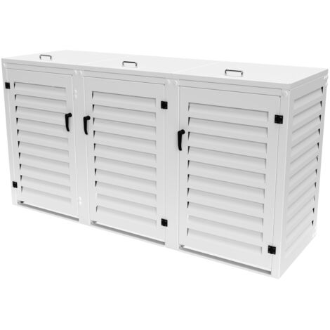 Cache Poubelle Triple en Aluminium thermolaqué 3x240 Litres - Blanc
