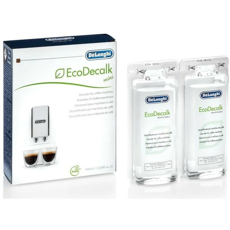 De'Longhi Descalcificador De Cafeteras Ecodecalk Mini 2 Sets. Ecológico Y Eficiente. Compatible Modelos ECAM / ETAM. 2 x 100 ml