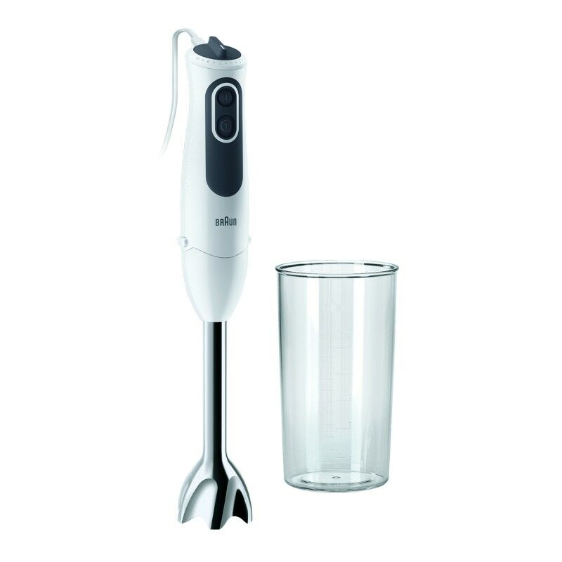 Braun Batidora de Brazo Minipimer MQ3100WH Smoothie Plus. Antisalpicaduras. Sistema Easy Click. 750 W. 600 ml. Color Blanco