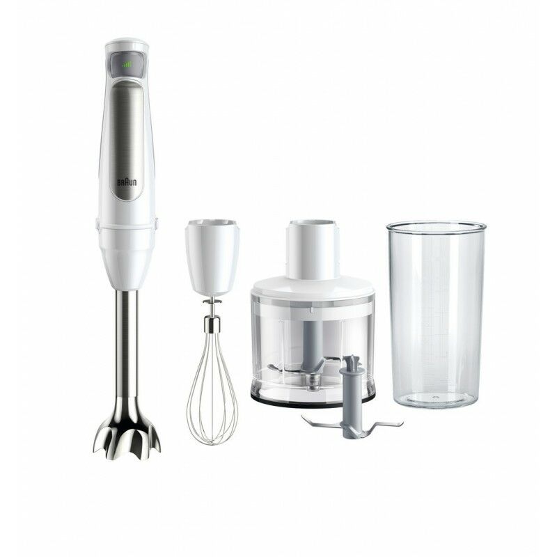 Braun Batidora de Brazo Minipimer MQ7035I. Campana Antisalpicaduras. Sistema Easy Click. 1.000 W. 600 ml. Color Blanco