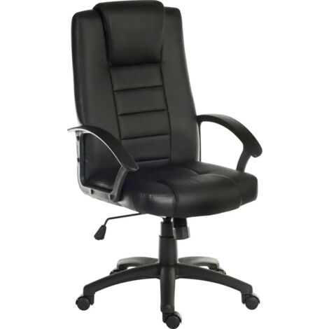 Office Chair in Bonded Leather With Padded Rest And Amrest - Black (1/4)