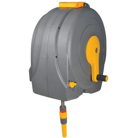 Hozelock 40 Meter Garden Hose Wall Mounted Fast Reel with Fittings and Self Wind