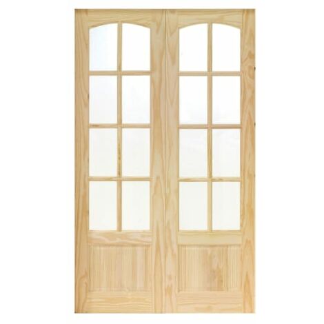 Newland Glazed Pine 8 Lite Internal French Doors - 1981 x 1170mm