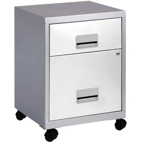 Pierre Henry Combi Filing Cabinet 2 Drawer - Silver & White (1/5)